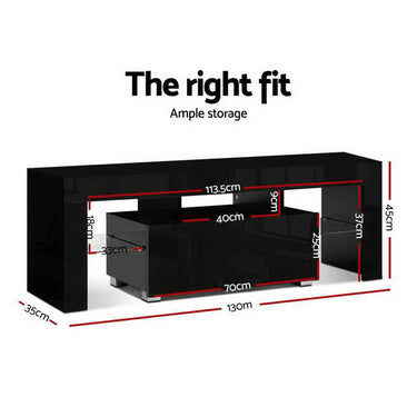 Artiss Entertainment Unit TV Cabinet LED RGB 130cm Storage Drawers Black